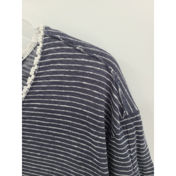 Sundance Bohemian Coastal Top Small Linen Balloon Sleeves Crochet Neck Trim - Picture 13 of 14